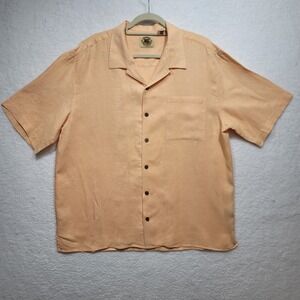 Men Pusser's West Indies Button Down Shortsleeve Shirt Size Large 100% Linen